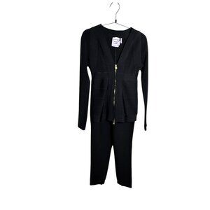 HERVE LEGER Pants & Jacket suite black banded bandage zip front Blazer Sz small